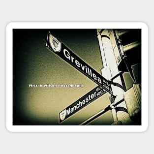 Manchester Boulevard & Grevillea Avenue2, Inglewood, California by Mistah Wilson Sticker